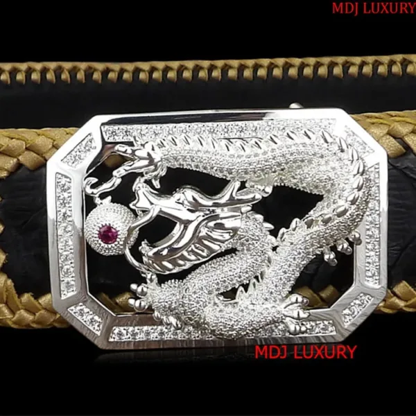 Mặt Thắt Lưng Bạc Ý Rồng - Thắt Lưng Cao Cấp Dragon TL18