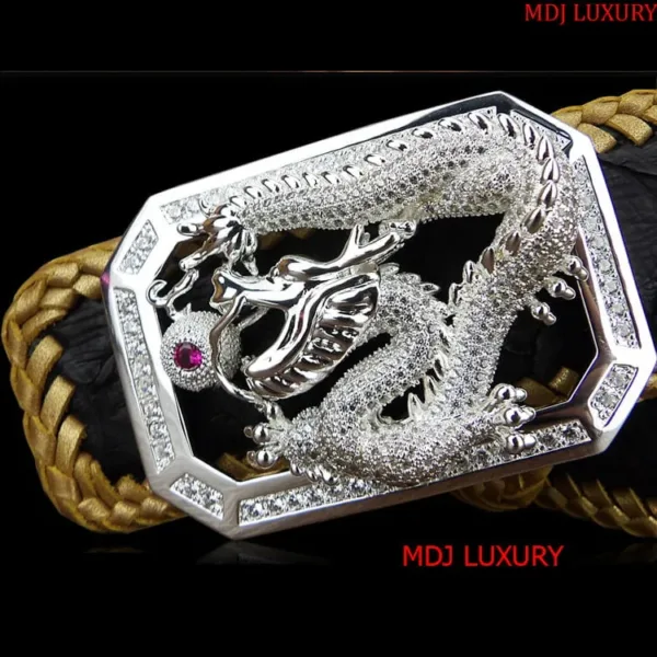 Mặt Thắt Lưng Bạc Ý Rồng - Thắt Lưng Cao Cấp Dragon TL18