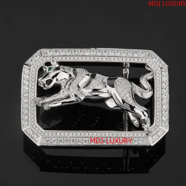 Mặt thắt lưng bạc - Mặt Báo 925 Full Đá - TL24B