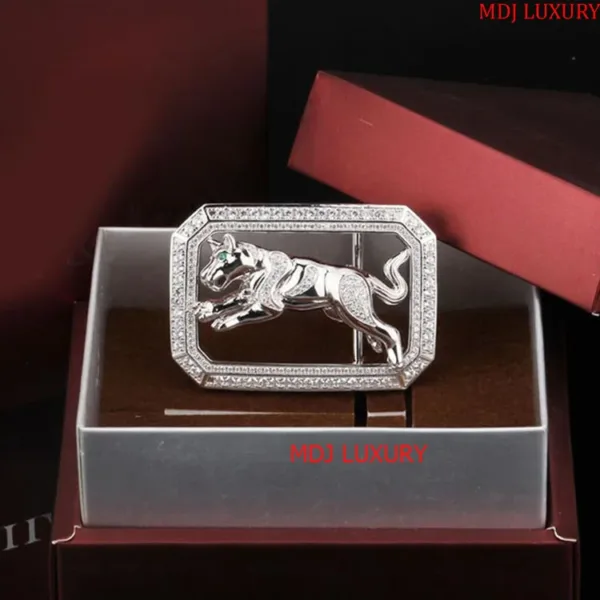 Mặt thắt lưng bạc - Mặt Báo 925 Full Đá - TL24B