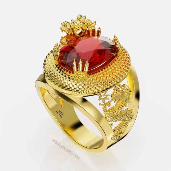 Nhẫn vàng Tây Nam Rồng đá thiên nhiên – NN100