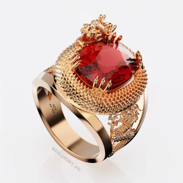 Nhẫn vàng Tây Nam Rồng đá thiên nhiên – NN100