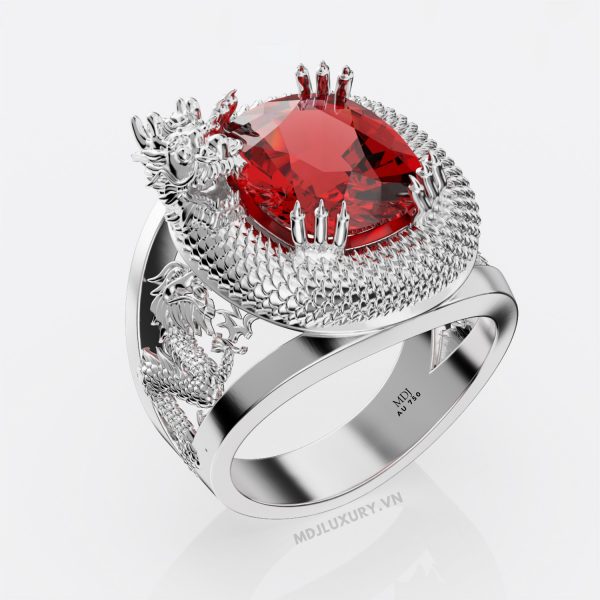 Nhẫn vàng Tây Nam Rồng đá thiên nhiên – NN100