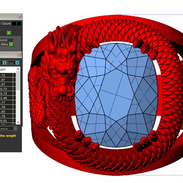 Nhẫn vàng Tây Nam Rồng đá thiên nhiên – NN100