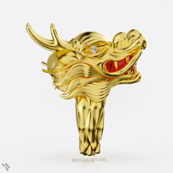 Nhẫn nam Rồng vàng Tây 18K giữ ngọc – NN107