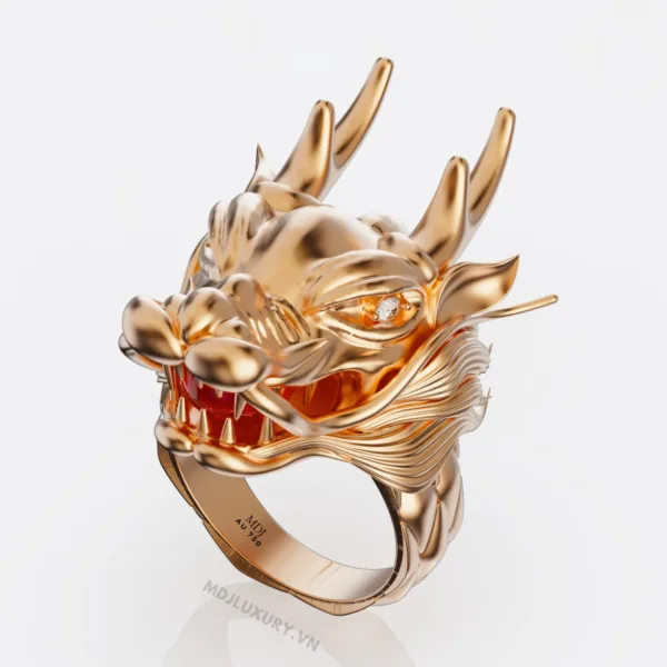Nhẫn nam Rồng vàng Tây 18K giữ ngọc – NN107