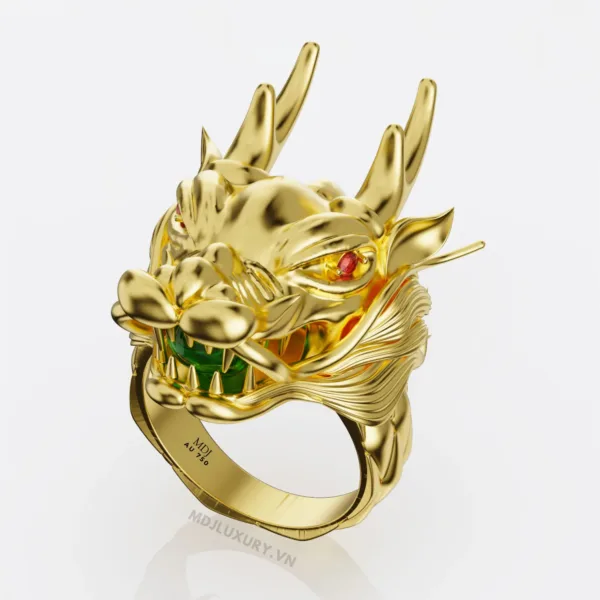 Nhẫn nam Rồng vàng Tây 18K giữ ngọc – NN107