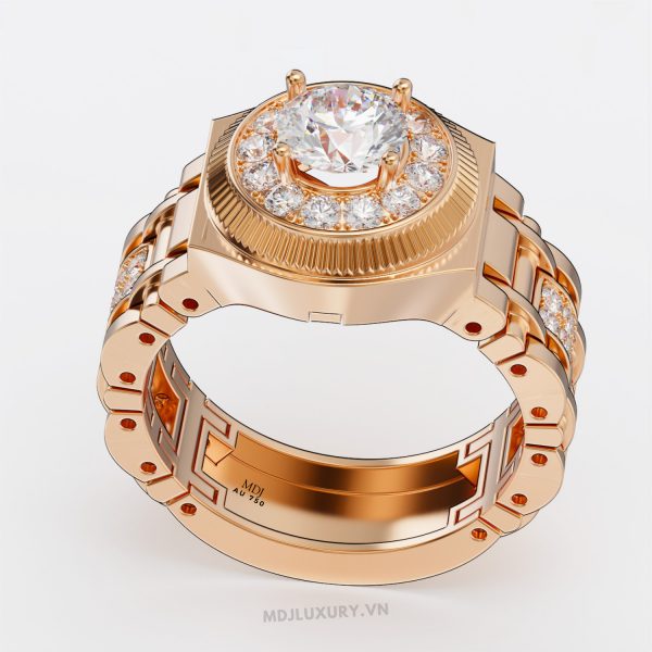 Nhẫn Vàng Nam Kiểu Giáng Đồng Hồ Kết Hợp Vàng Hồng Và Vàng Trắng NN384