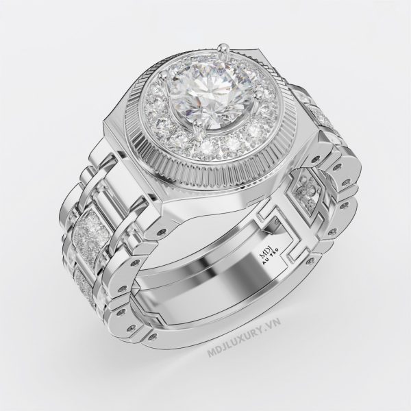 Nhẫn Vàng Nam Kiểu Giáng Đồng Hồ Kết Hợp Vàng Hồng Và Vàng Trắng NN384