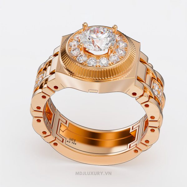 Nhẫn Vàng Nam Kiểu Giáng Đồng Hồ Kết Hợp Vàng Hồng Và Vàng Trắng NN384