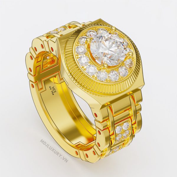 Nhẫn Vàng Nam Kiểu Giáng Đồng Hồ Kết Hợp Vàng Hồng Và Vàng Trắng NN384