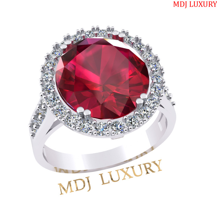 Nhẫn đính hôn vàng trắng đá màu Ruby đỏ tười nữ MDJ NNU128