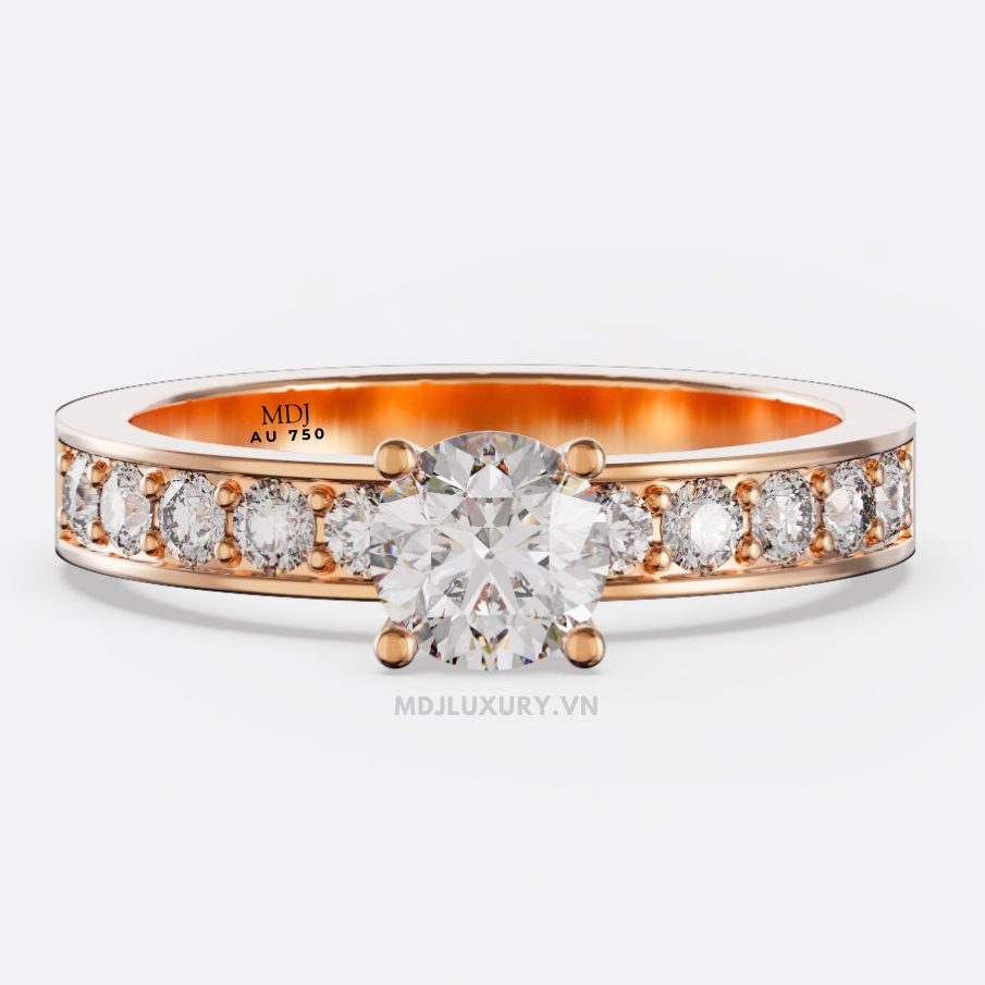 Nhẫn Đính Hôn Vàng Hồng Kim Cương Lab NNU39A