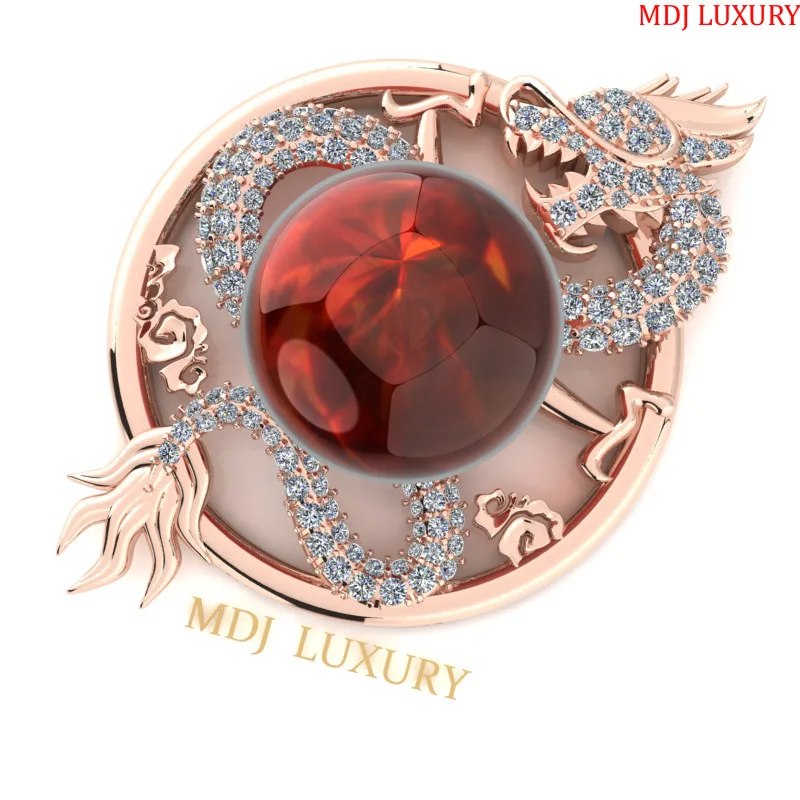 Mặt Dây Chuyền Rồng Quấn Ngọc 18k MDC23