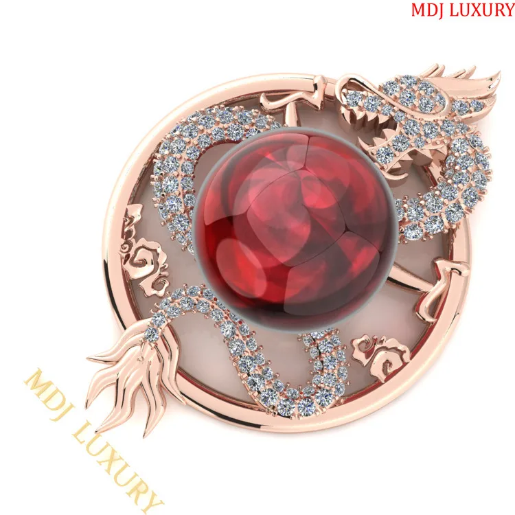 Mặt Dây Chuyền Rồng Quấn Ngọc 18k MDC23