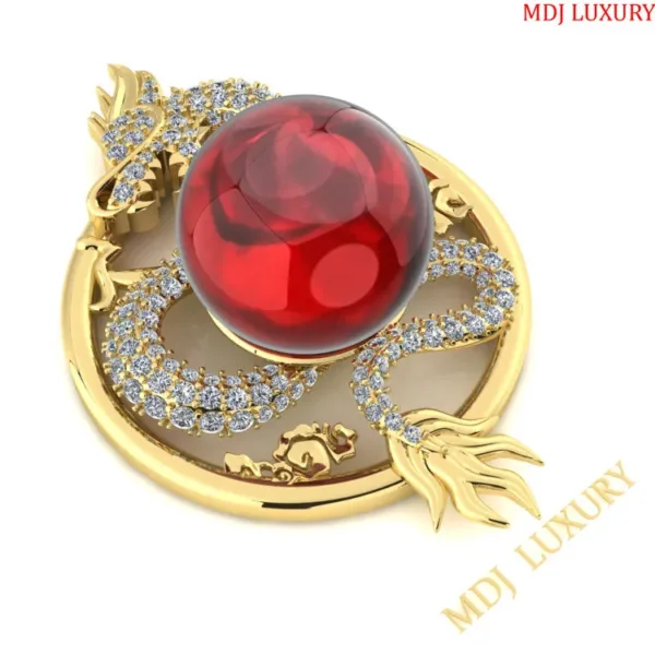 Mặt Dây Chuyền Rồng Quấn Ngọc 18k MDC23