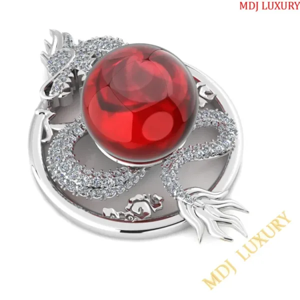 Mặt Dây Chuyền Rồng Quấn Ngọc 18k MDC23