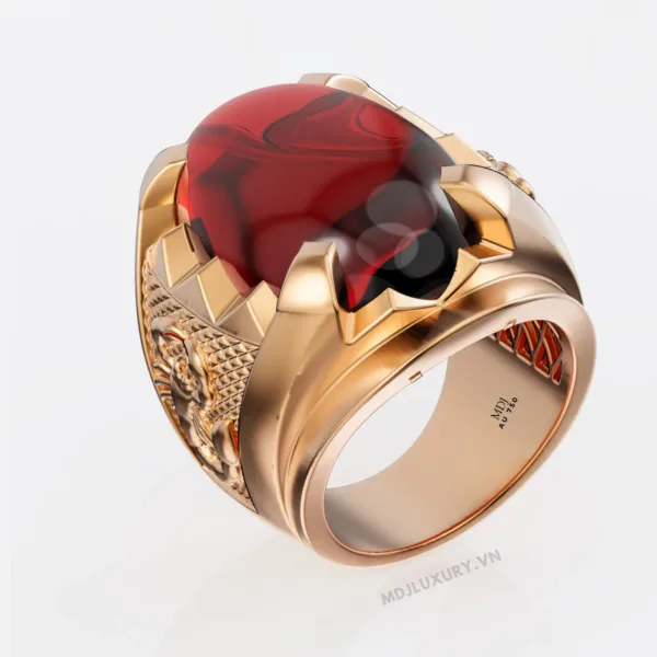 Nhẫn vàng nam đá Ruby thiên nhiên NN157