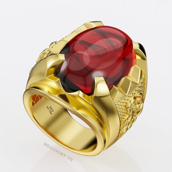 Nhẫn vàng nam đá Ruby thiên nhiên NN157