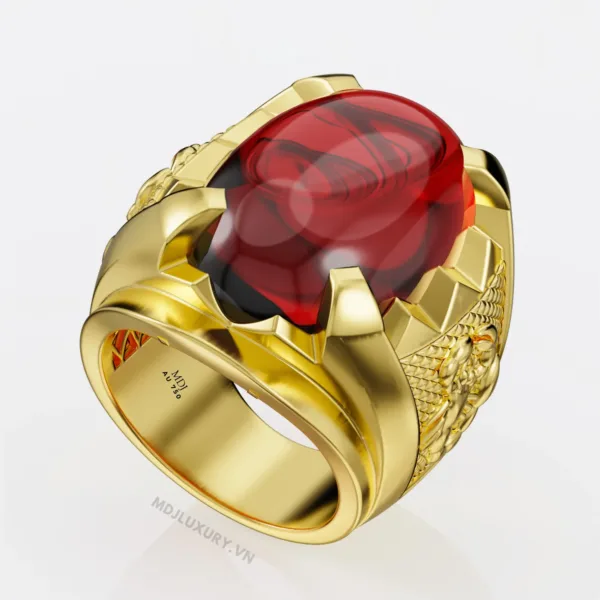 Nhẫn vàng nam đá Ruby thiên nhiên NN157