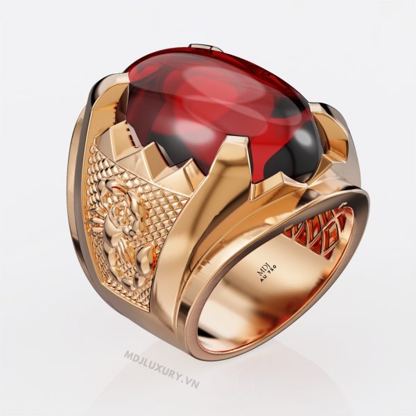 Nhẫn vàng nam đá Ruby thiên nhiên NN157