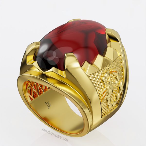 Nhẫn vàng nam đá Ruby thiên nhiên NN157