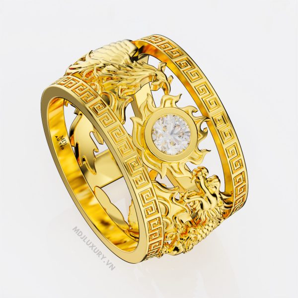 Nhẫn Nam Rồng Phượng Vàng Trắng MDJ NN161