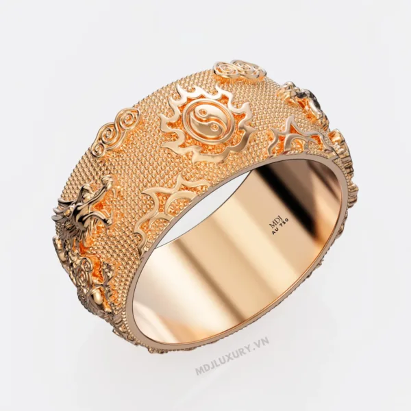 Nhẫn Nam Song Long vàng trắng MDJ – NN257