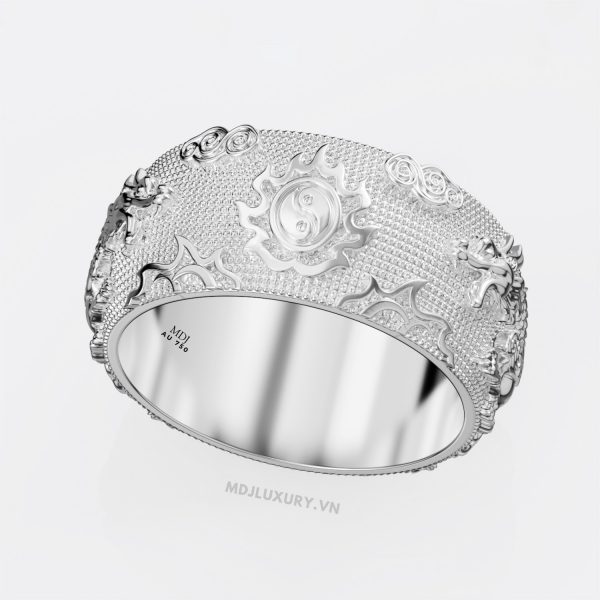 Nhẫn Nam Song Long vàng trắng MDJ – NN257