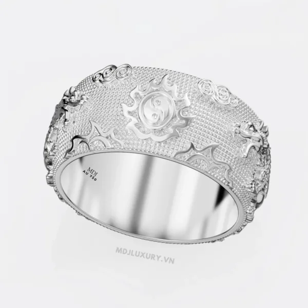 Nhẫn Nam Song Long vàng trắng MDJ – NN257