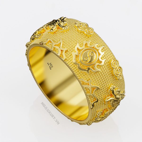 Nhẫn Nam Song Long vàng trắng MDJ – NN257