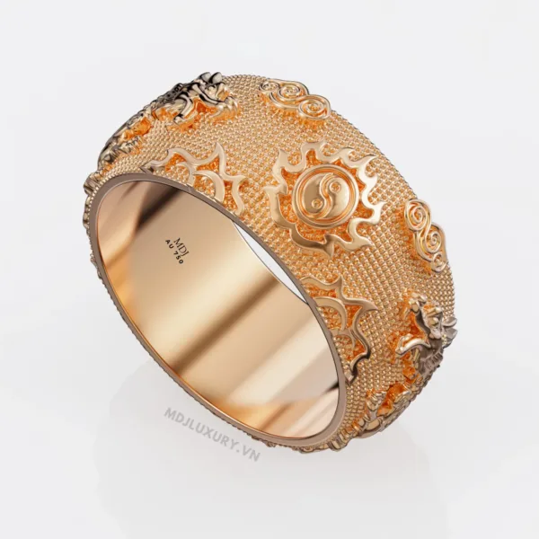 Nhẫn Nam Song Long vàng trắng MDJ – NN257