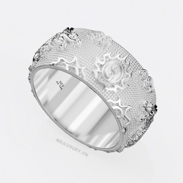 Nhẫn Nam Song Long vàng trắng MDJ – NN257