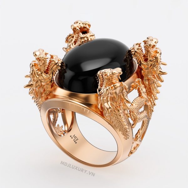 Nhẫn Nam Vàng 18K Tứ Long Bảo Ngọc MDJ – NN258