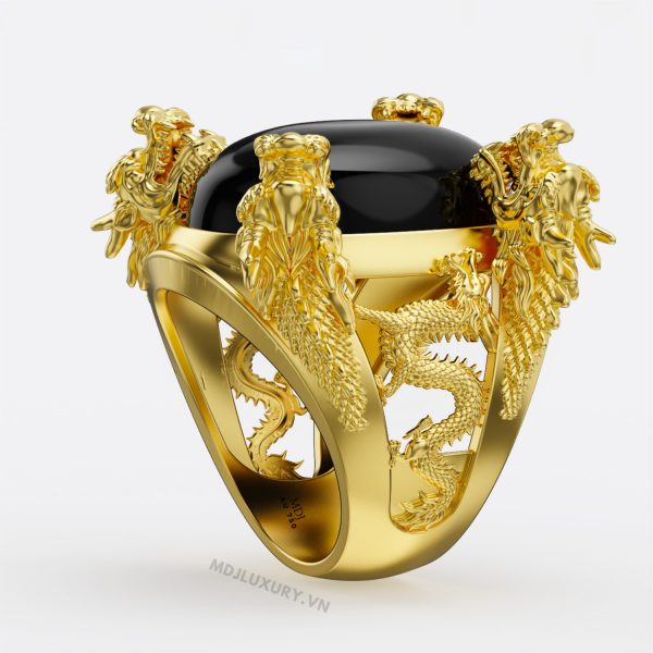Nhẫn Nam Vàng 18K Tứ Long Bảo Ngọc MDJ – NN258