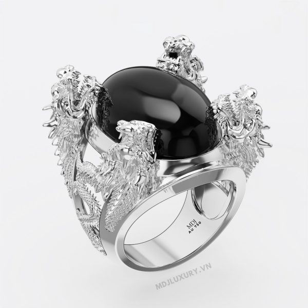 Nhẫn Nam Vàng 18K Tứ Long Bảo Ngọc MDJ – NN258