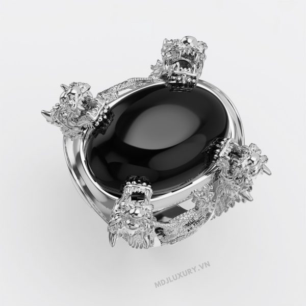 Nhẫn Nam Vàng 18K Tứ Long Bảo Ngọc MDJ – NN258