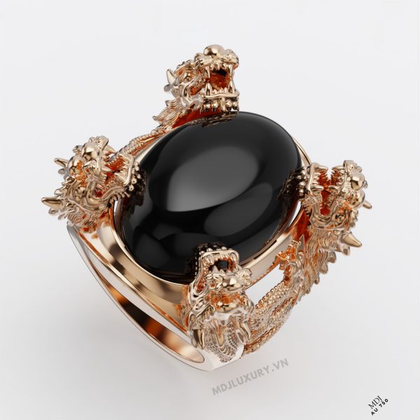 Nhẫn Nam Vàng 18K Tứ Long Bảo Ngọc MDJ – NN258