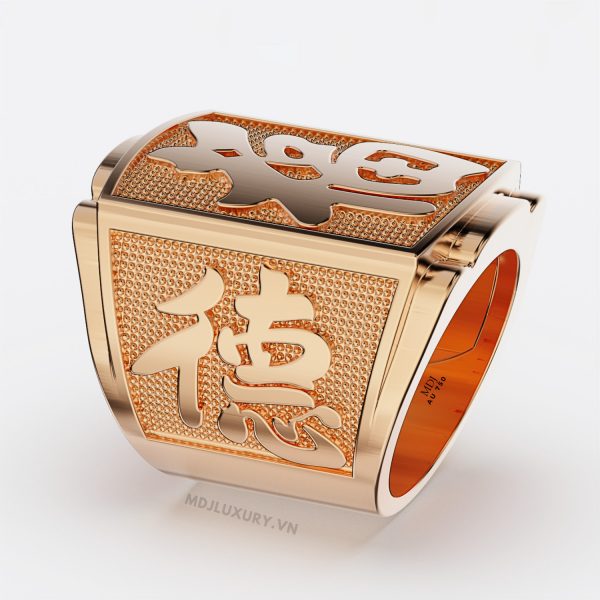 Nhẫn Nam Vàng 18K Chữ Phúc MDJ – NN259
