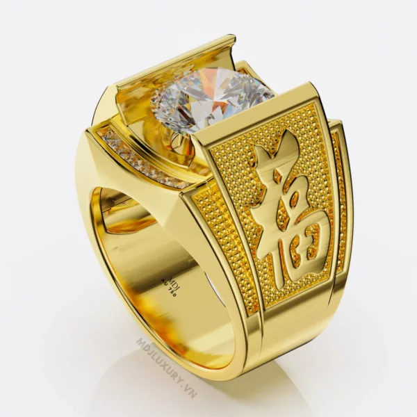 Nhẫn Nam Vàng Tây 18K chữ Phúc NN261