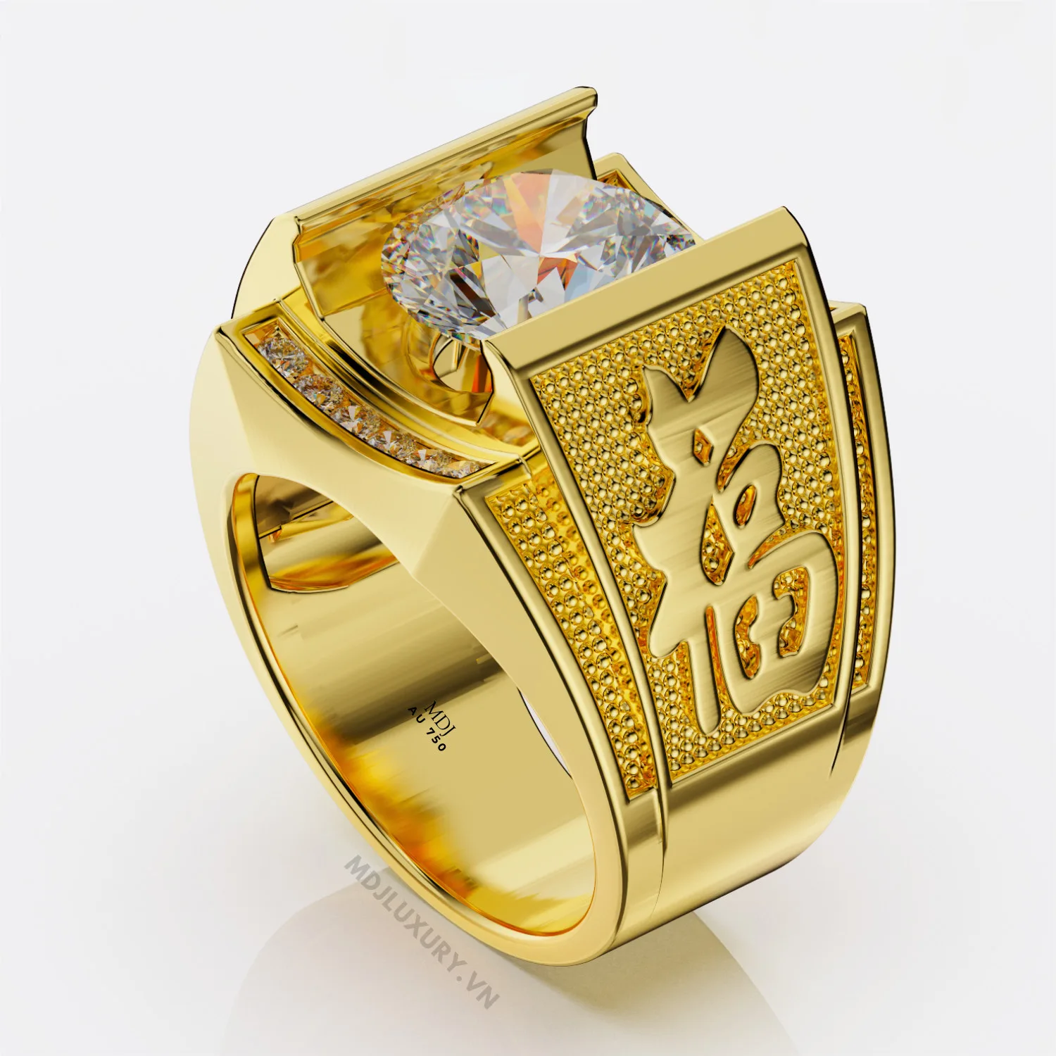 Nhẫn Nam Vàng Tây 18K chữ Phúc NN261