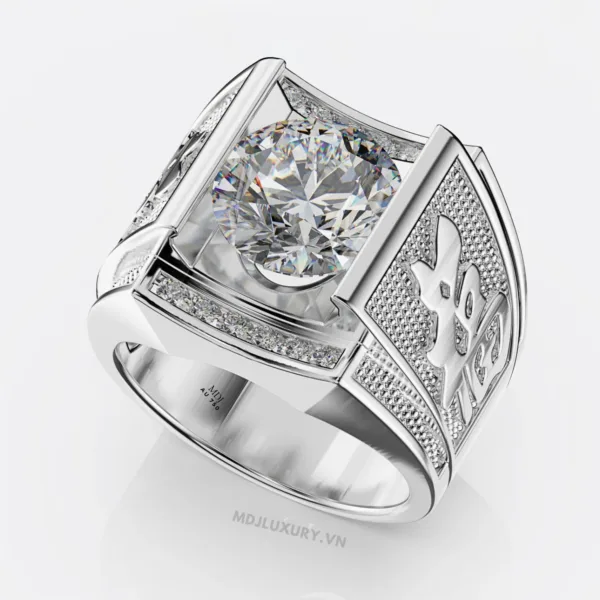 Nhẫn Nam Vàng Tây 18K chữ Phúc NN261
