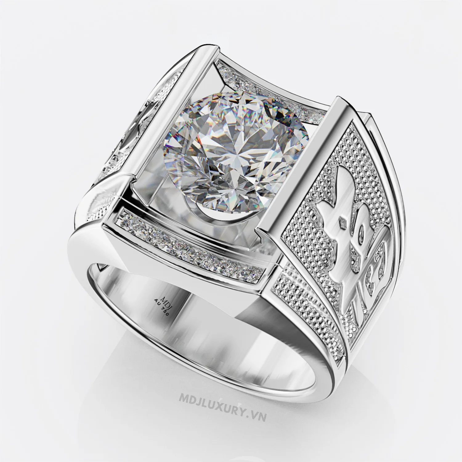 Nhẫn Nam Vàng Tây 18K chữ Phúc NN261
