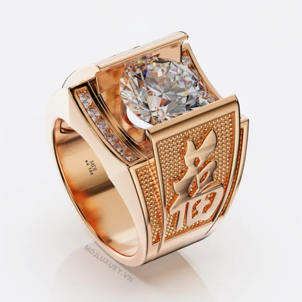 Nhẫn Nam Vàng Tây 18K chữ Phúc NN261