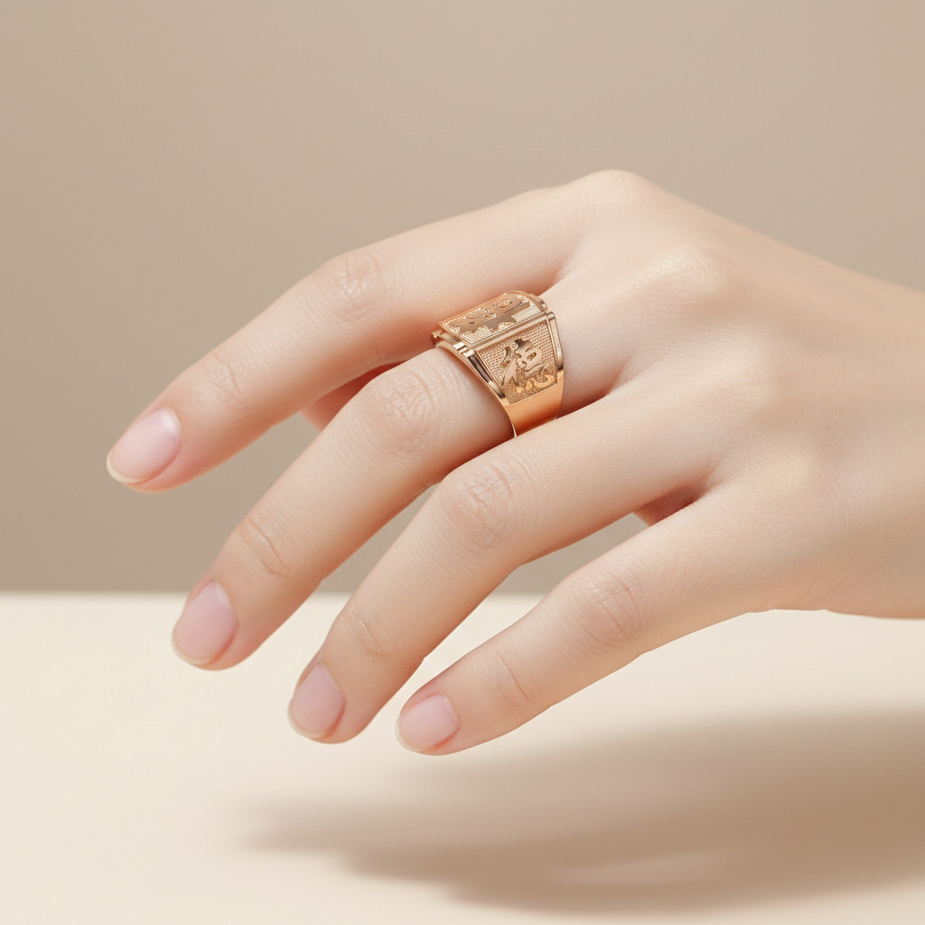 Nhẫn Nam Vàng 18K Chữ Phúc MDJ – NN259