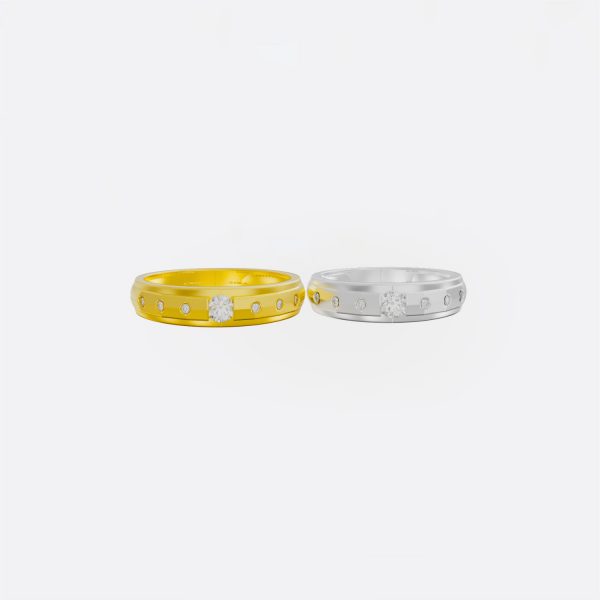 Nhẫn Cưới Đẹp Vàng 14K - Kim Cương Thiên Nhiên NC 181