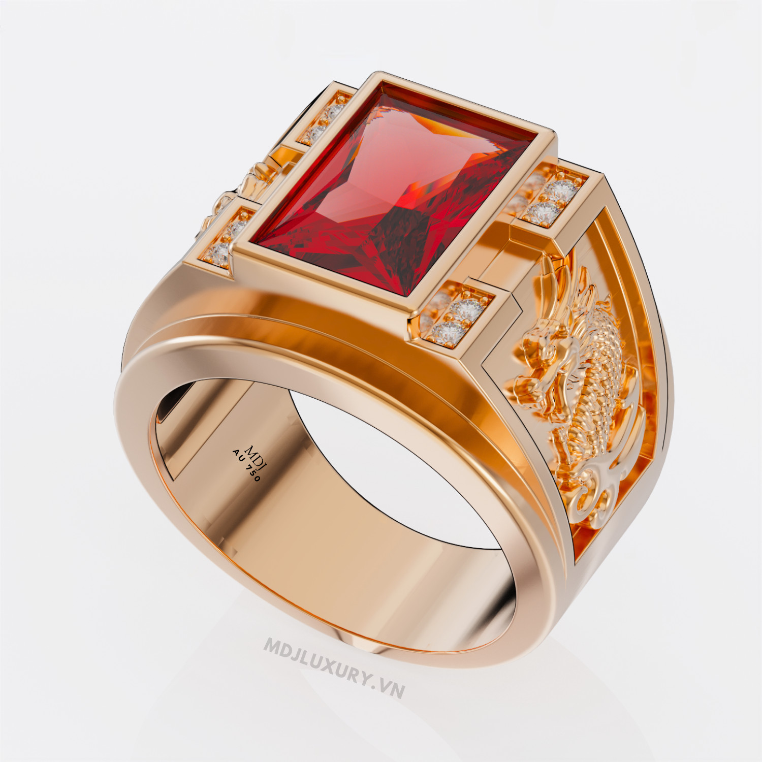 Nhẫn nam vàng 18K – Nhẫn Nam Tuổi Thìn NN272