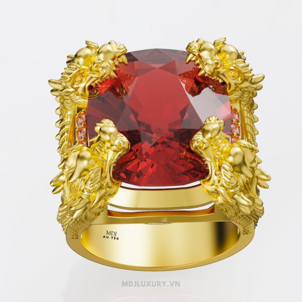 Nhẫn Nam Vàng Tứ Long Vàng 18K MDJ NN281