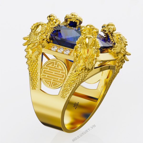 Nhẫn Nam Vàng Tứ Long Vàng 18K MDJ NN281
