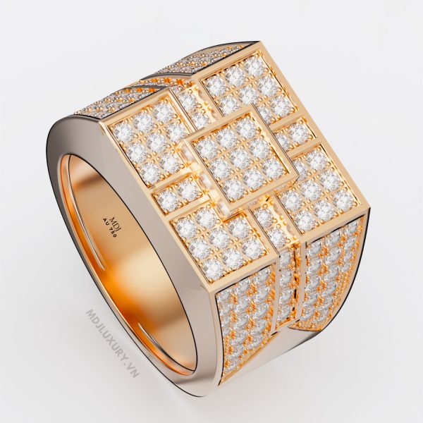 Nhẫn Nam Vàng 18 Đá Kim Cương Thiên Nhiên Cao Cấp NN284